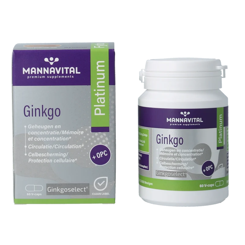 Mannavital Ginkgo platinum 60.00 Vegetarische capsules
