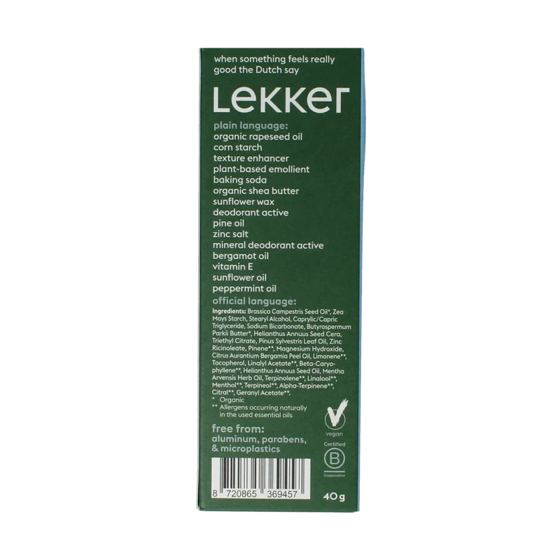 Lekker Company Deodorant refill starter be active 40.00 Gram