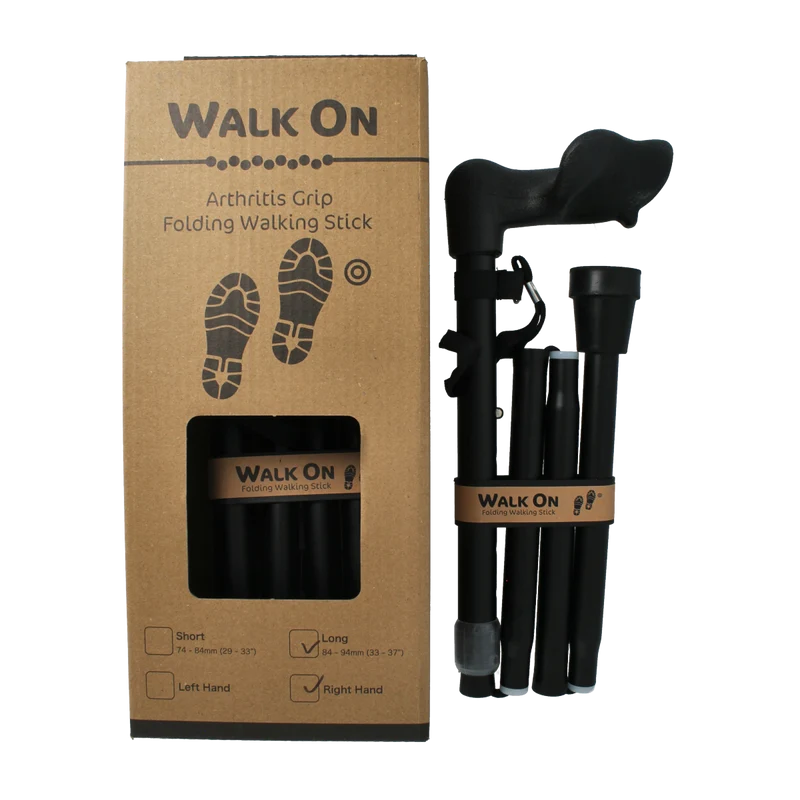 Able 2 Wandelstok anatomisch opvouw zwart mat rechts 1.00 Stuks