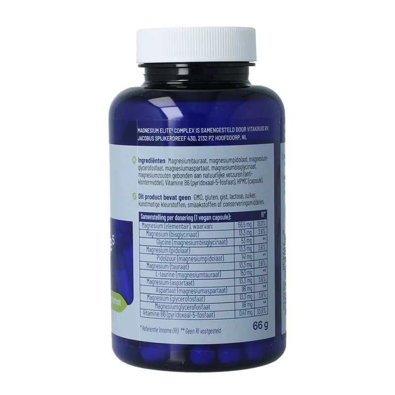 Vitakruid Magnesium elite5 complex oa aspartaat & pidolaat 90.00 Vegetarische capsules