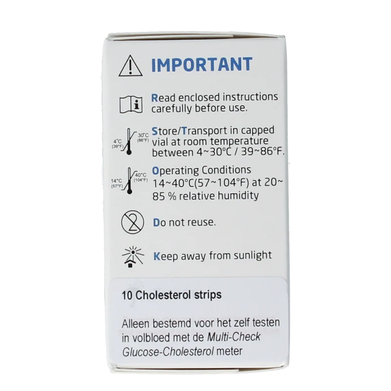 Testjezelf.nu Multicheck cholesterol teststrips 10.00 Stuks