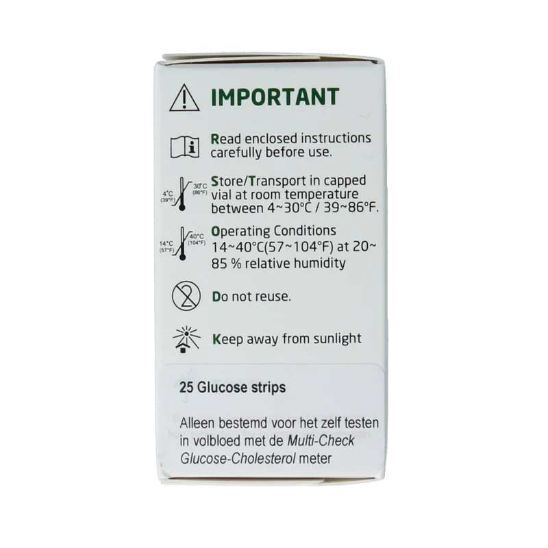 Testjezelf.nu Multicheck glucose teststrips 25.00 Stuks