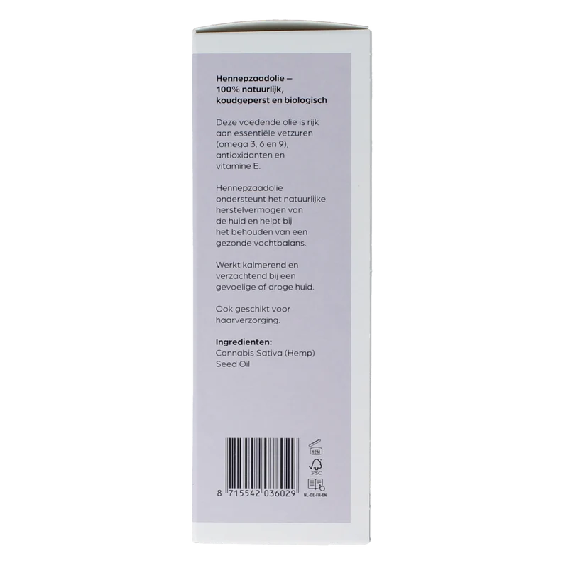 Volatile Hennepzaad koudgeperst basisolie bio glazen fles 100.00 Milliliter