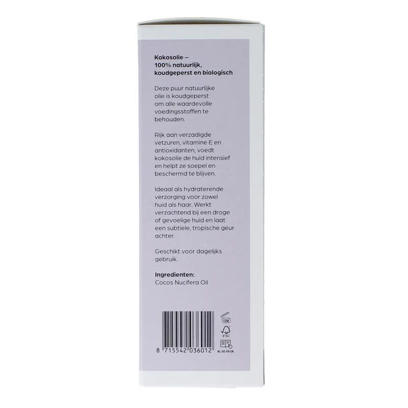 Volatile Kokos koudgeperst basisolie bio glazen fles 100.00 Milliliter