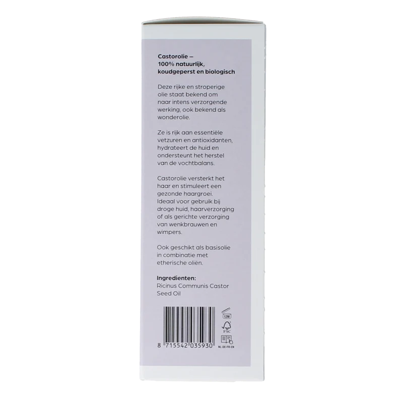 Volatile Castor koudgeperst basisolie bio glazen fles 100.00 Milliliter