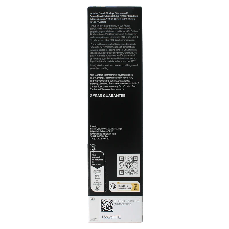 Braun Voorhoofdthermometer Sensian 3 BNT050 1.00 Stuks