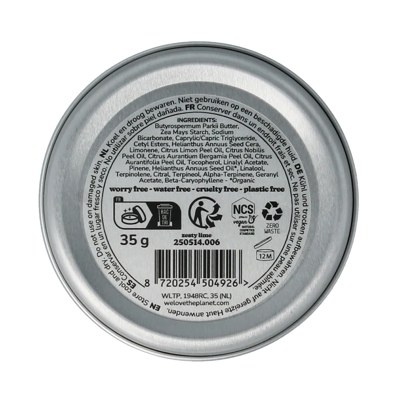 We Love The Planet Deodorant balm zesty lime vegan 35.00 Gram
