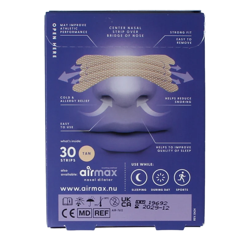 Airmax Nasal strips tan 30.00 Stuks