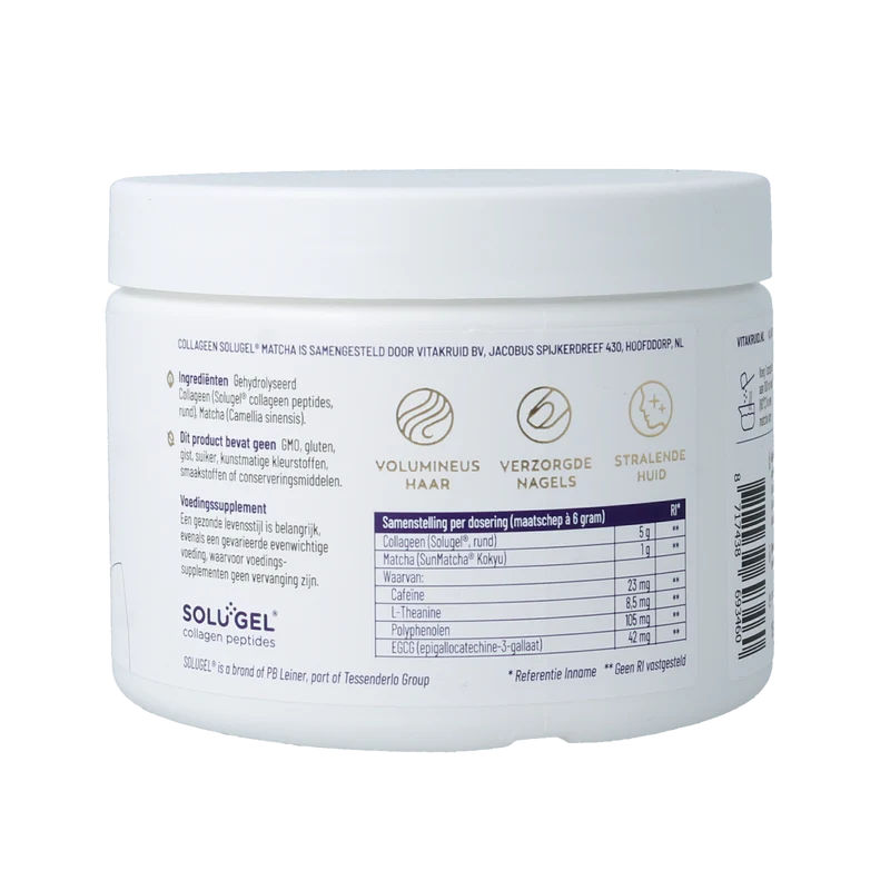 Vitakruid Matcha collageen met sunmatcha & solugel 150.00 Gram