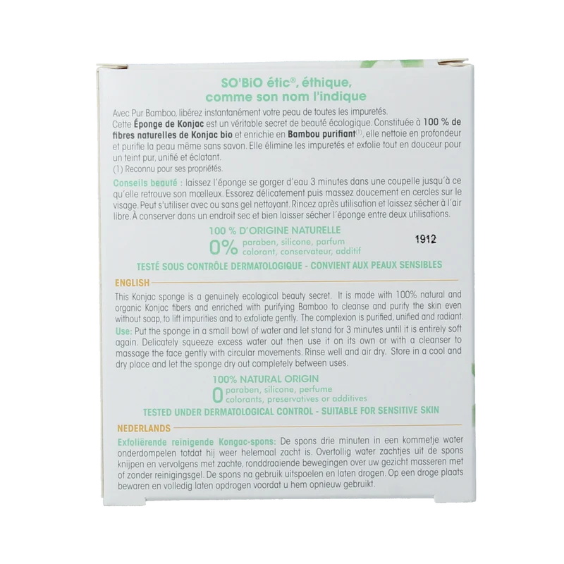 So Bio Etic Bamboo konjac sponge 1.00 Stuks