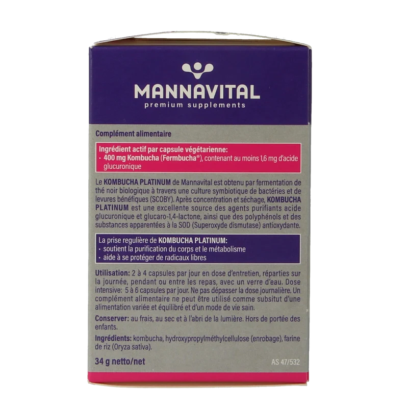 Mannavital Kombucha platinum 60.00 Vegetarische capsules