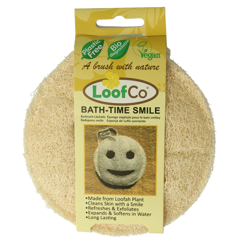 Loofco Douche en bad spons smiley bio 1.00 Stuks
