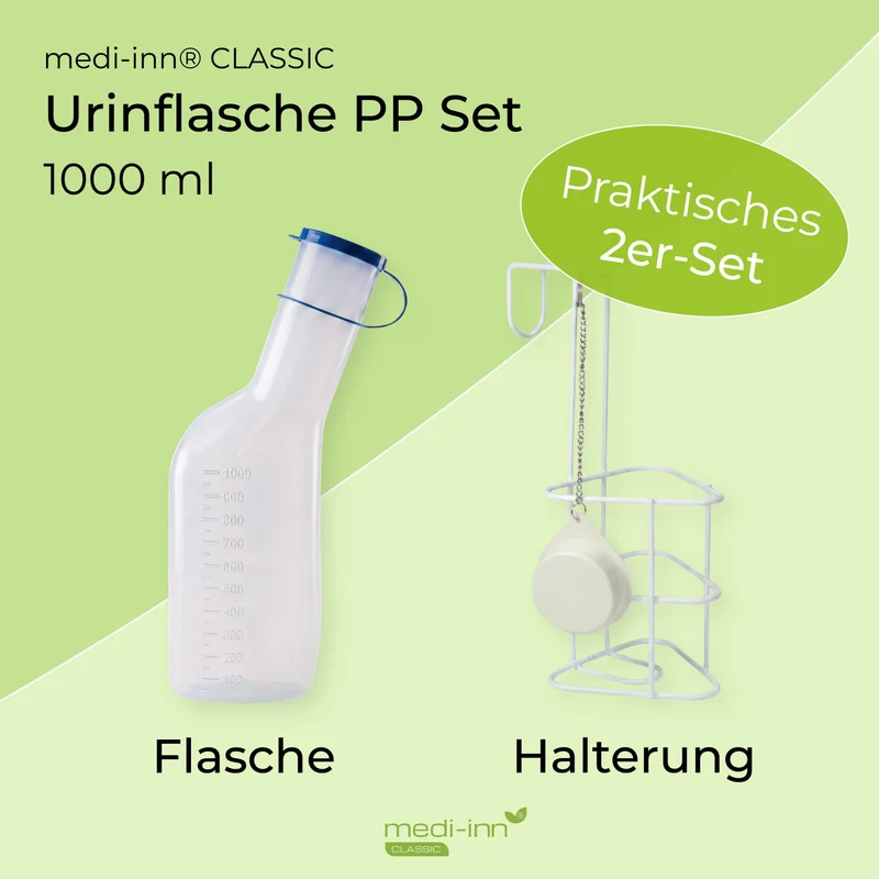 Medi-Inn Urinflasche PP 1000 ml, für Männer, mit Betthalter