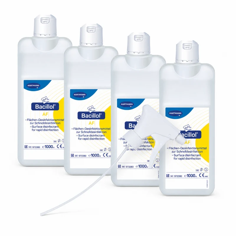Bode Bacillol AF Schnelldesinfektionsmittel 4 x 1000 ml inklusive Medi-Inn Sprühkopf
