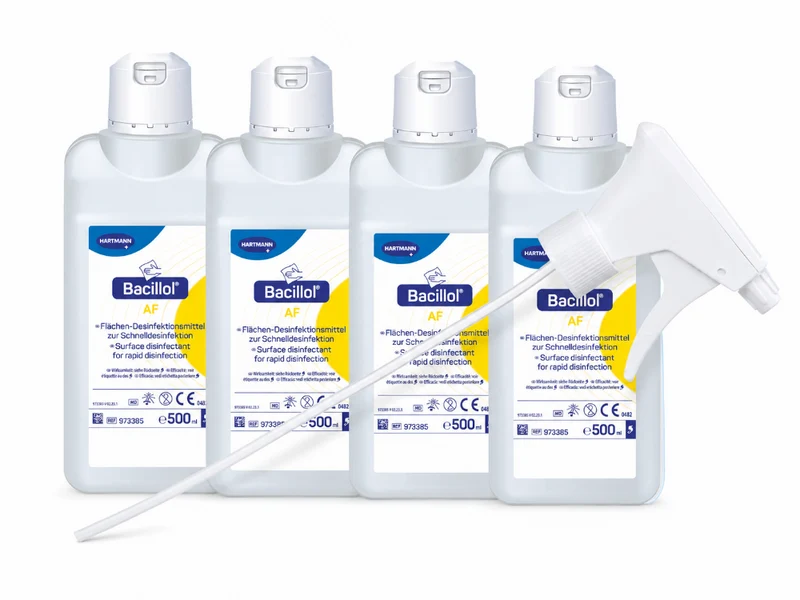 Bode Bacillol AF Schnelldesinfektionsmittel 4 x 500 ml inklusive Medi-Inn Sprühkopf