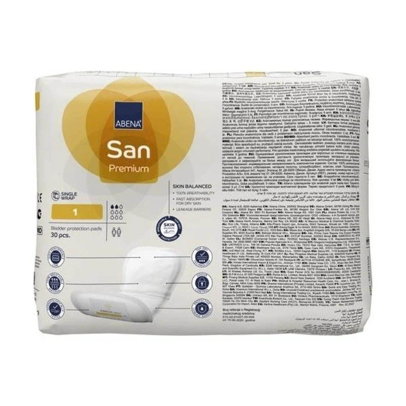 Abena San Premium 1 Inkontinenzeinlagen 200 ml, 30 Stück