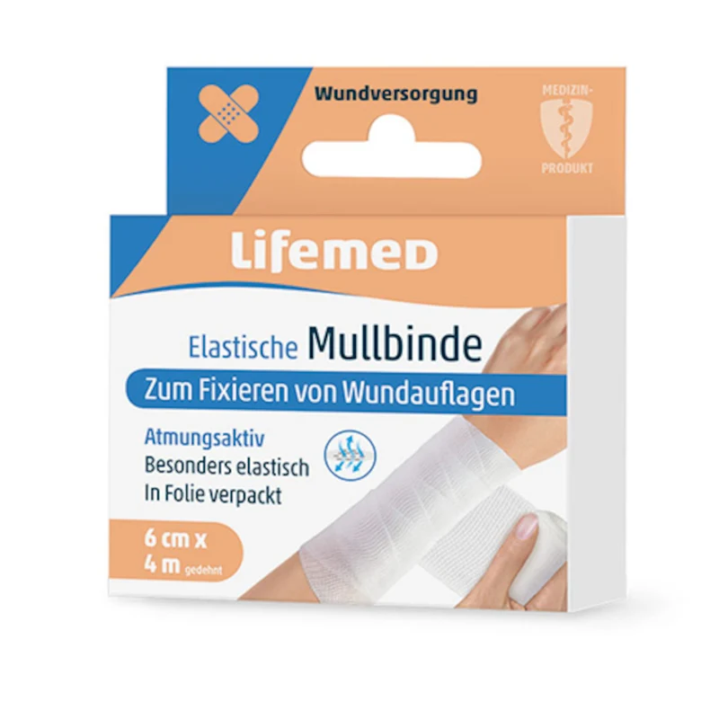 Lifemed Elastische Mullbinde 4 m x 6 cm weiß