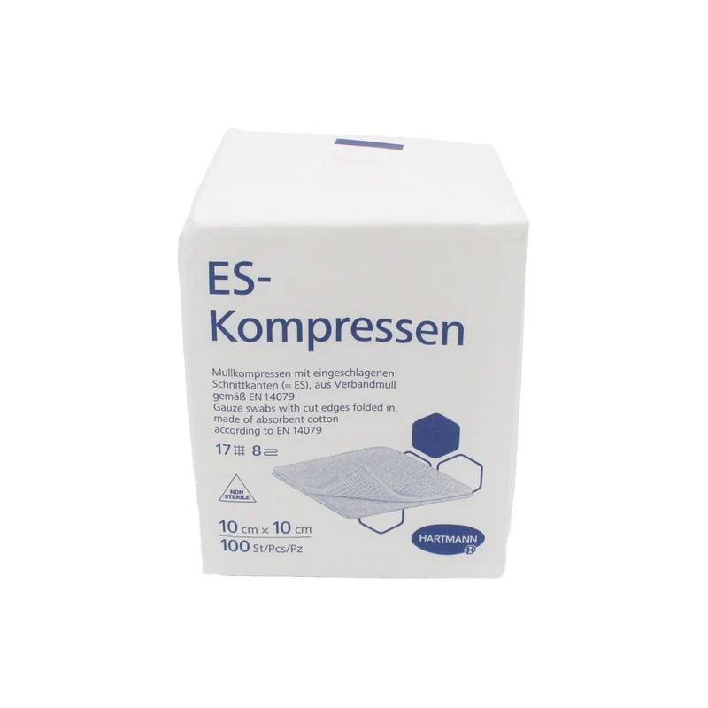 Hartmann ES Mullkompressen, unsteril, 10 x 10 cm, 17-fädig, 8-fach