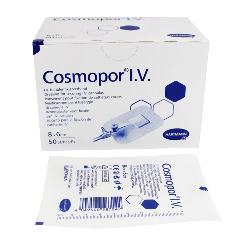 Hartmann Cosmopor I.V. 8 x 6 cm, steril, Fixierverband für I.V. Kanülen, 50 Stück
