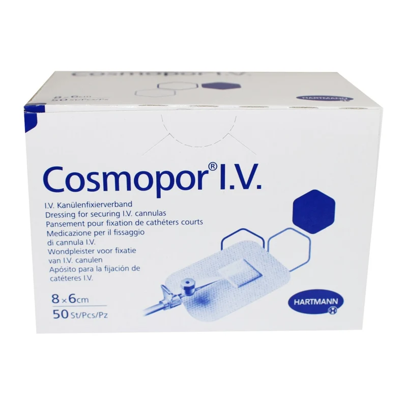 Hartmann Cosmopor I.V. 8 x 6 cm, steril, Fixierverband für I.V. Kanülen, 50 Stück