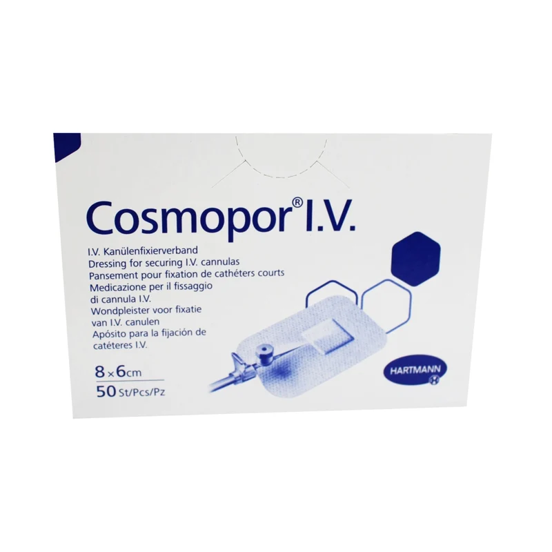 Hartmann Cosmopor I.V. 8 x 6 cm, steril, Fixierverband für I.V. Kanülen, 50 Stück