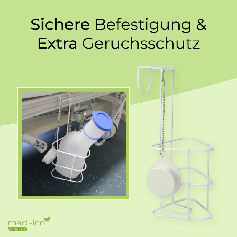 Medi-Inn Urinflasche PP 1000 ml, für Männer, milchig, mit Betthalter und Reinigungsbürste