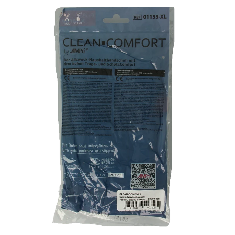 CLEAN-COMFORT Huishoudhandschoen blauw maat XL 1.00 Paar