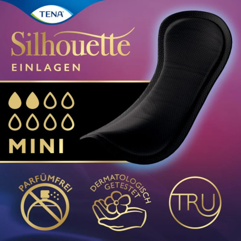 TENA Silhouette Noir Mini diskrete Slipeinlagen, 18 Stück