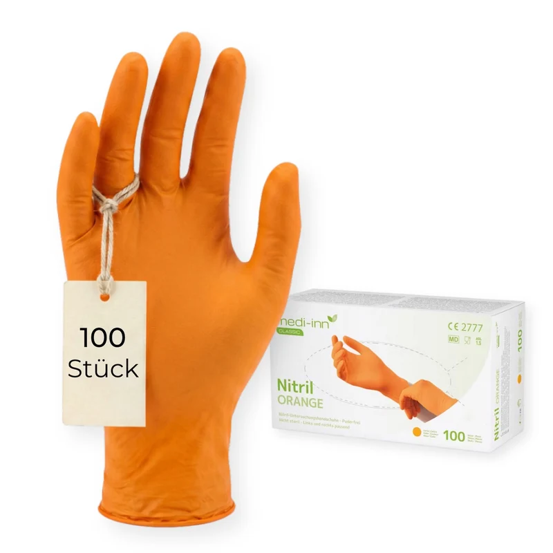 Medi-Inn Nitril Orange Einmalhandschuhe, puderfrei