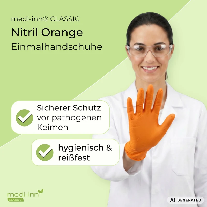 Medi-Inn Nitril Orange Einmalhandschuhe, puderfrei