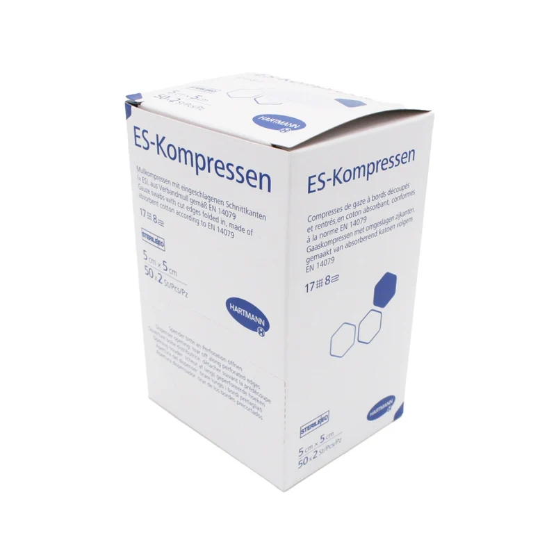 Hartmann ES Mullkompressen steril 5 x 5 cm, 17-fädig, 8-fach