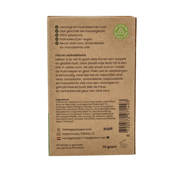 Happysoaps Body oil bar aloe you vera much 70 Gram