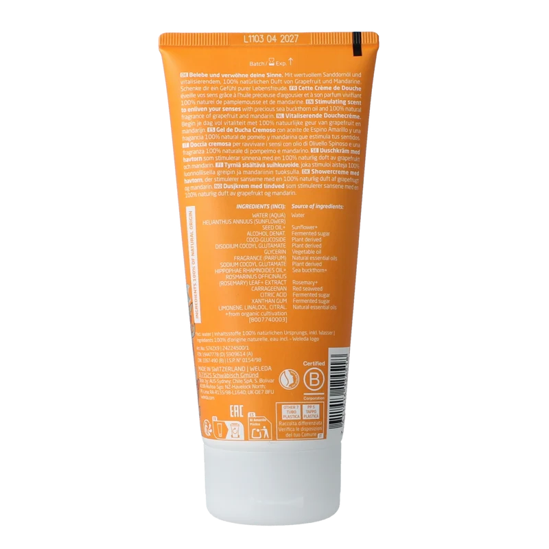 Weleda Duindoorn vitaliserende douchecreme 200.00 Milliliter