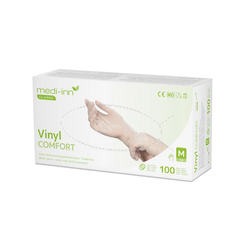 Medi-Inn Vinyl Comfort Einmalhandschuhe, transparent, puderfrei