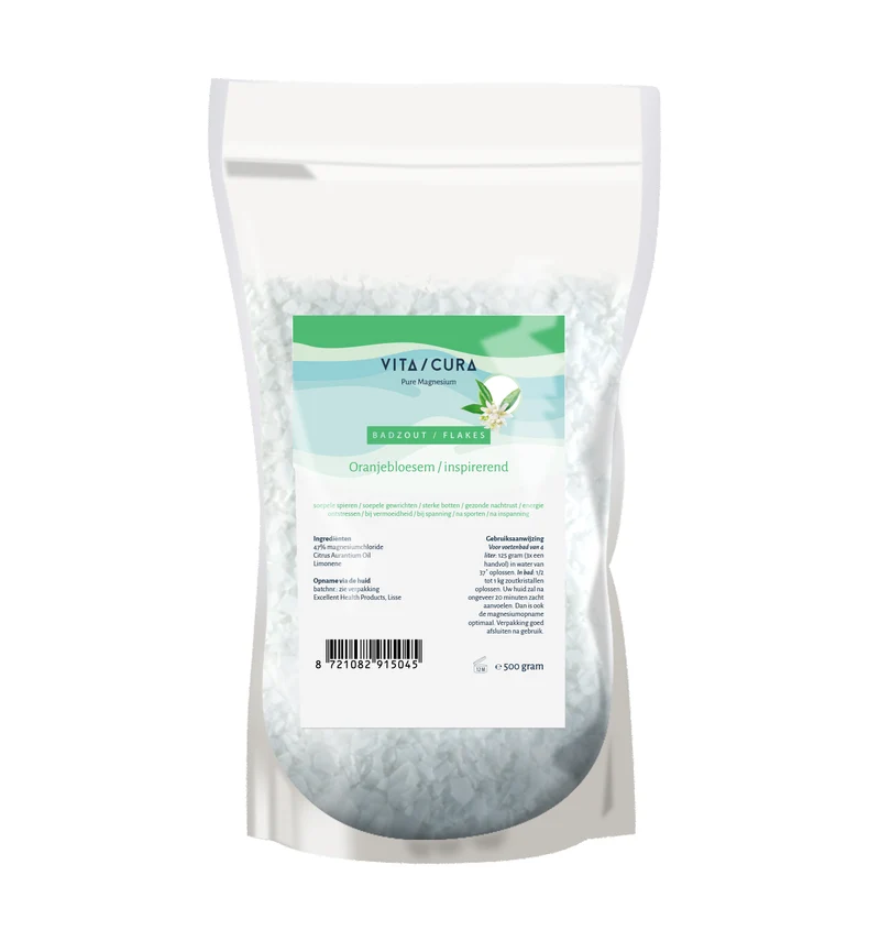 Vitacura Magnesium zout flakes oranjebloesem 500.00 Gram