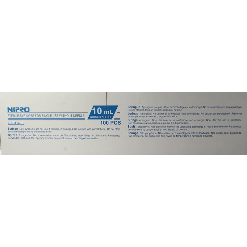 Nipro Injectiespuit luer 10ml 3-delig 100.00 Stuks