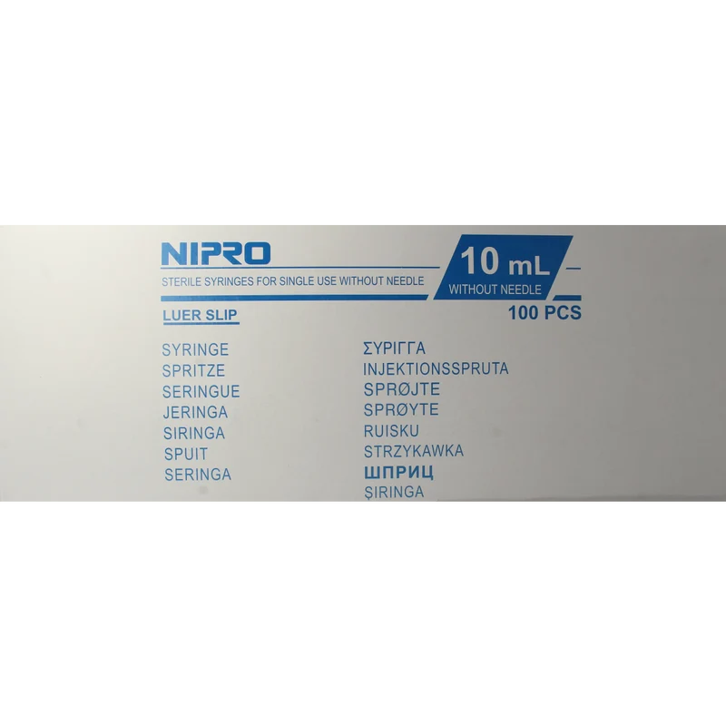 Nipro Injectiespuit luer 10ml 3-delig 100.00 Stuks