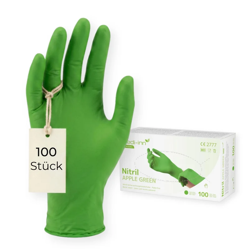 Medi-Inn Nitril Apple Green Einmalhandschuhe, apfelgrün, puderfrei
