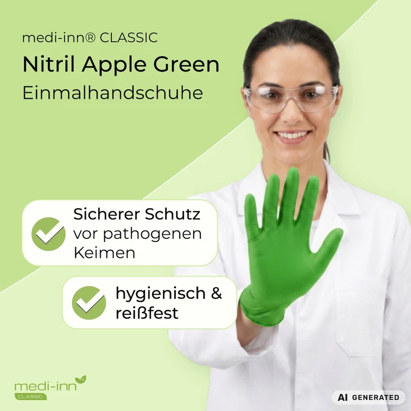 Medi-Inn Nitril Apple Green Einmalhandschuhe, apfelgrün, puderfrei