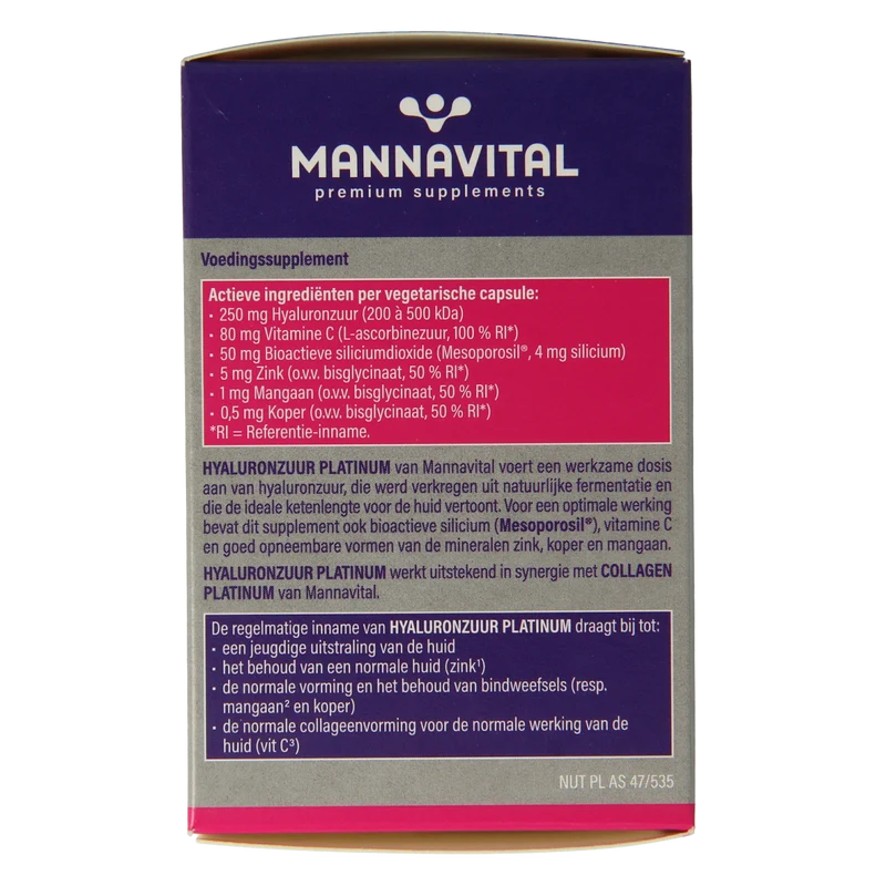 Mannavital Hyaluronzuur platinum 60.00 Capsules