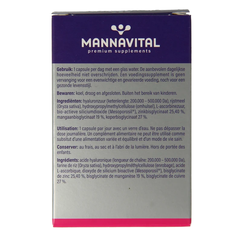 Mannavital Hyaluronzuur platinum 60.00 Capsules