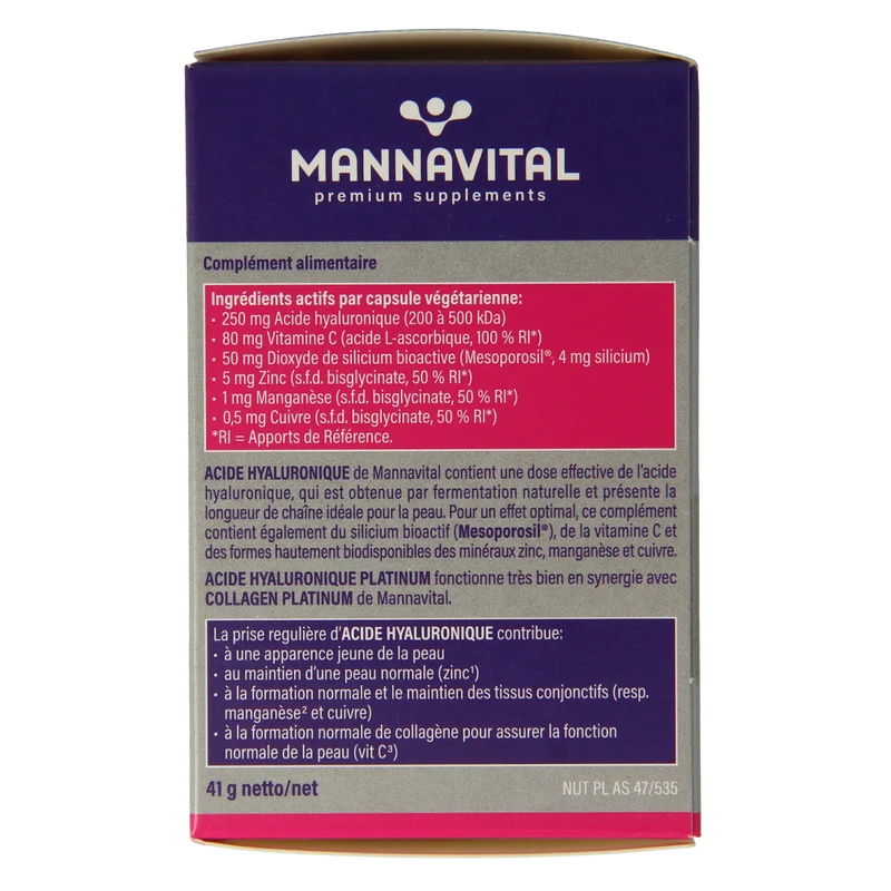 Mannavital Hyaluronzuur platinum 60.00 Capsules