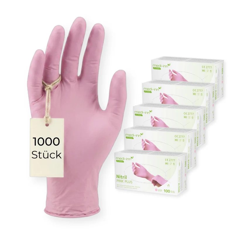 Medi-Inn Nitril Pink Plus Einmalhandschuhe, puderfrei
