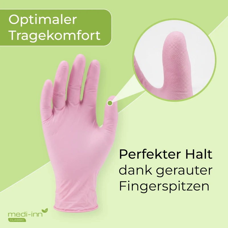 Medi-Inn Nitril Pink Plus Einmalhandschuhe, puderfrei