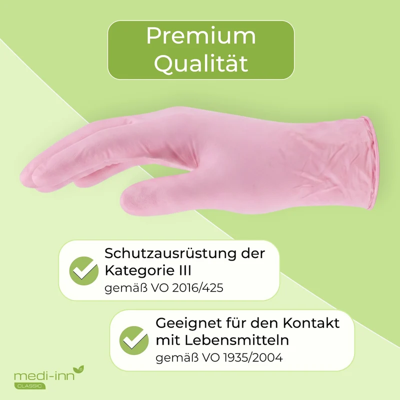 Medi-Inn Nitril Pink Plus Einmalhandschuhe, puderfrei