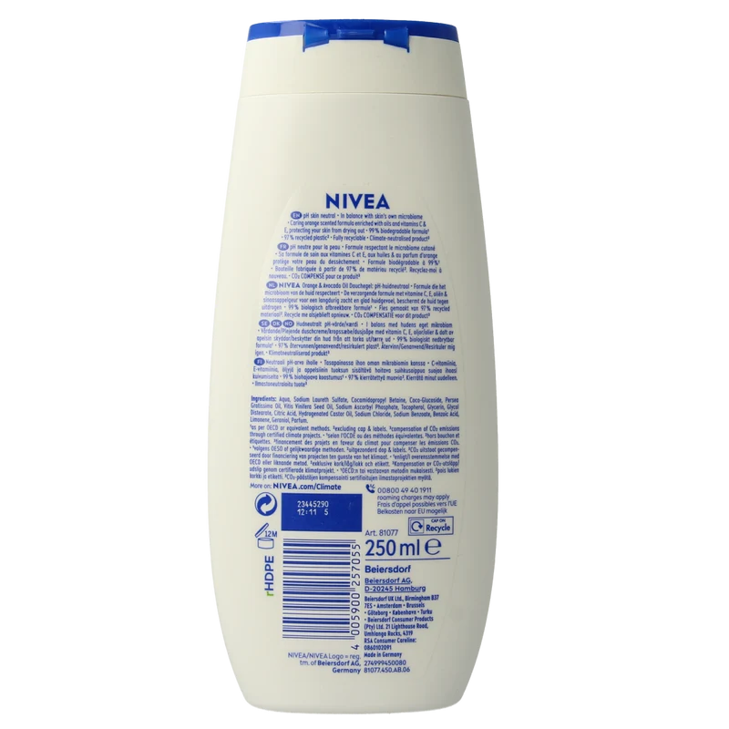 Nivea Care shower orange & avocado oil 250.00 Milliliter