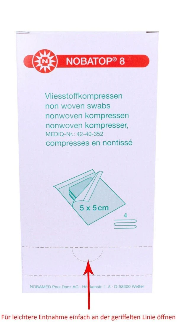 Noba Nobatop 8 Vliesstoffkompressen steril vierfach gelegt 50 x 2 Stück