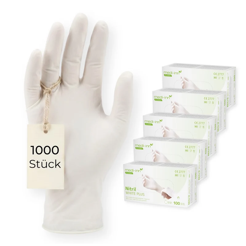 Medi-Inn Nitril White Plus Einmalhandschuhe, weiß, puderfrei