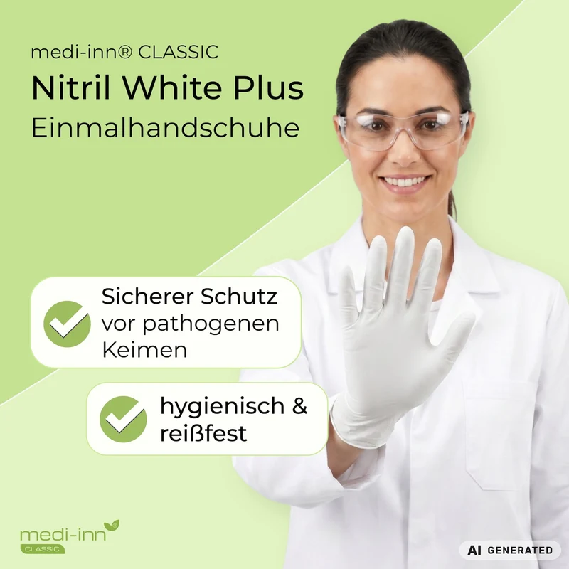 Medi-Inn Nitril White Plus Einmalhandschuhe, weiß, puderfrei