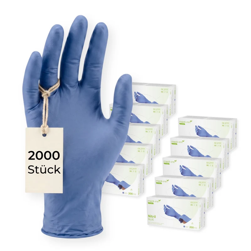 Medi-Inn Nitril blue Einmalhandschuhe Big Box, blau, puderfrei, 200er Pack